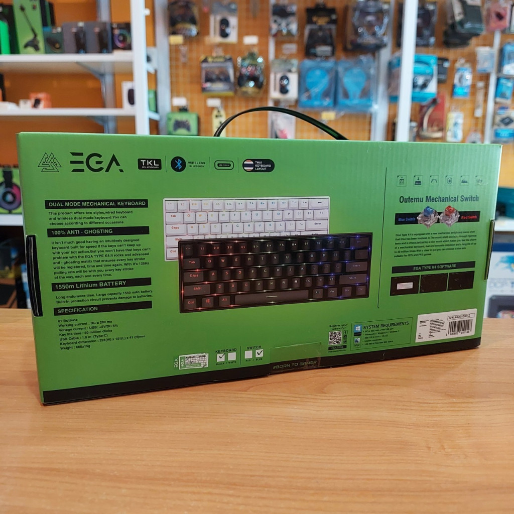 คีย์บอร์ด EGA Type K4 Gaming Keyboard (EN/TH) สีดำ Blue SW