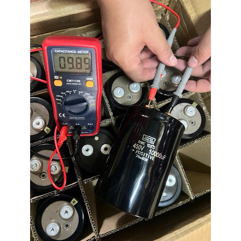 คาปาซิเตอร์ 450V 10000UF ขนาด 130x90mm. 105C ในไทยพร้อมส่ง ของแท้ใหม่แกะกล่อง 10000UF 450V Nippon  1