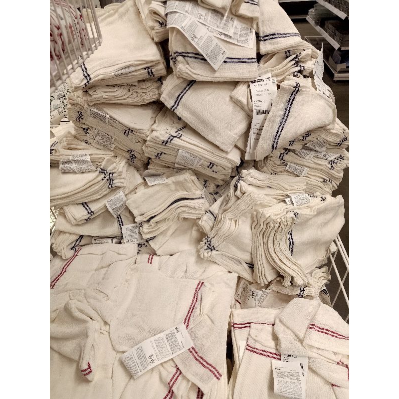 IKEAshopping HILDEGUN ฮิลเดอกุน ผ้าเช็ดจาน, น้ำเงิน, แดง 45x60 ซม. 1ชิ้น