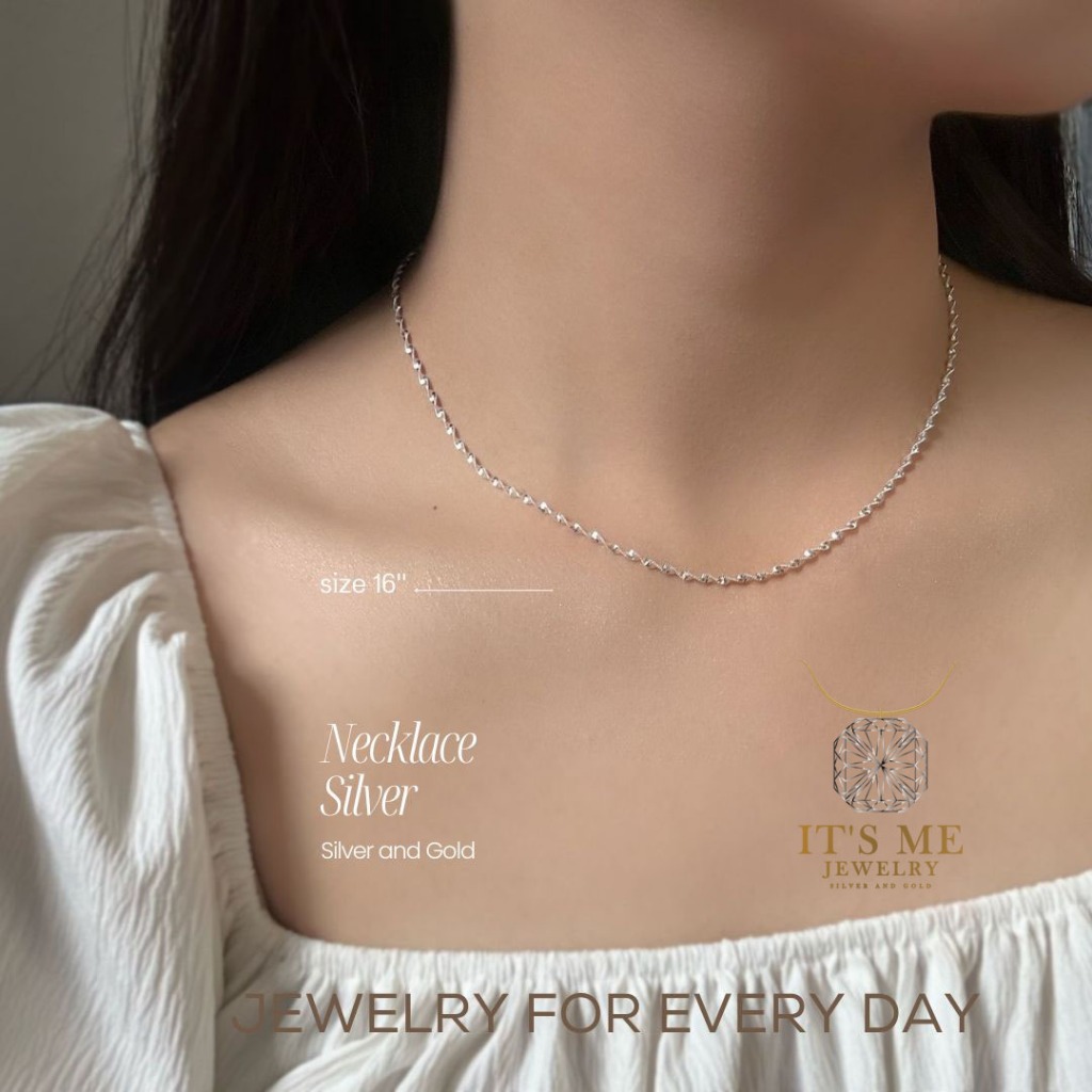 สร้อยคอเงินแท้92.5% ลายดิสโก้ เล่นแสงดี งานน่ารักๆ ยาว 16-20 นิ้ว(งานอิตาลี) : P0008