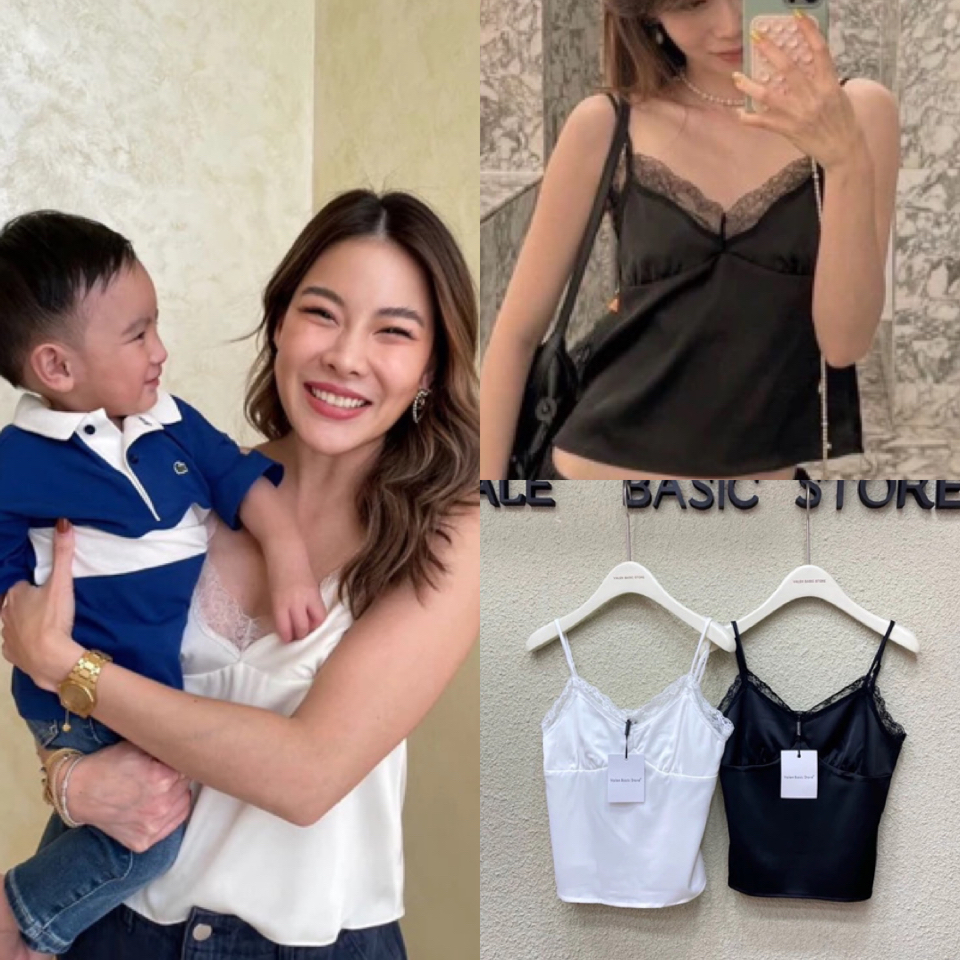 Lace top เสื้อสายเดี่ยวผ้าซาติน ดีเทลแต่งลูกไม้ เซ็กซี่สุดๆๆ ใส่แมทช์กับกางเกงขาสั้น ก็คือสวยมากก ปังมากกก