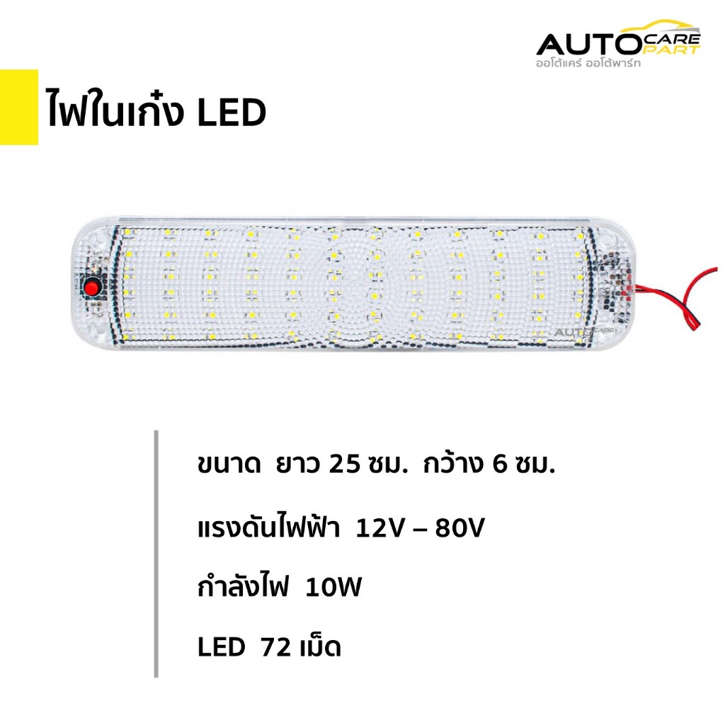 ส่งจากไทย📦ไฟในเก๋ง ไฟเพดาน LED 10W 72 LED (ขอบมน) | 12V - 80V