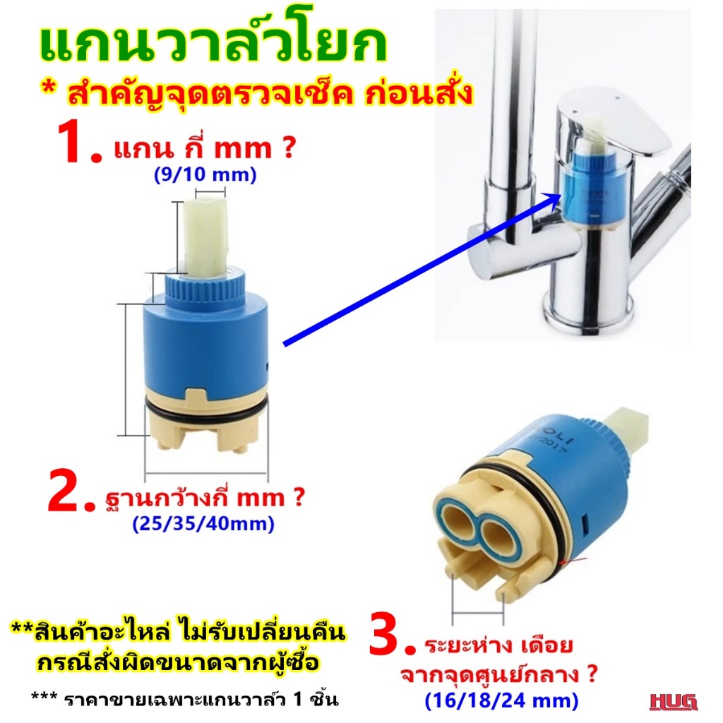 อะไหล่ แกนวาล์ว ก๊อกโยก วาวล์โยก ก๊อกผสม สำหรับ เปลี่ยน ซ่อม แกนก๊อกน้ำ วาล์ว ก๊อกน้ำ วาล์วน้ำ สำหรับเปลี่ยน ก๊อก hug