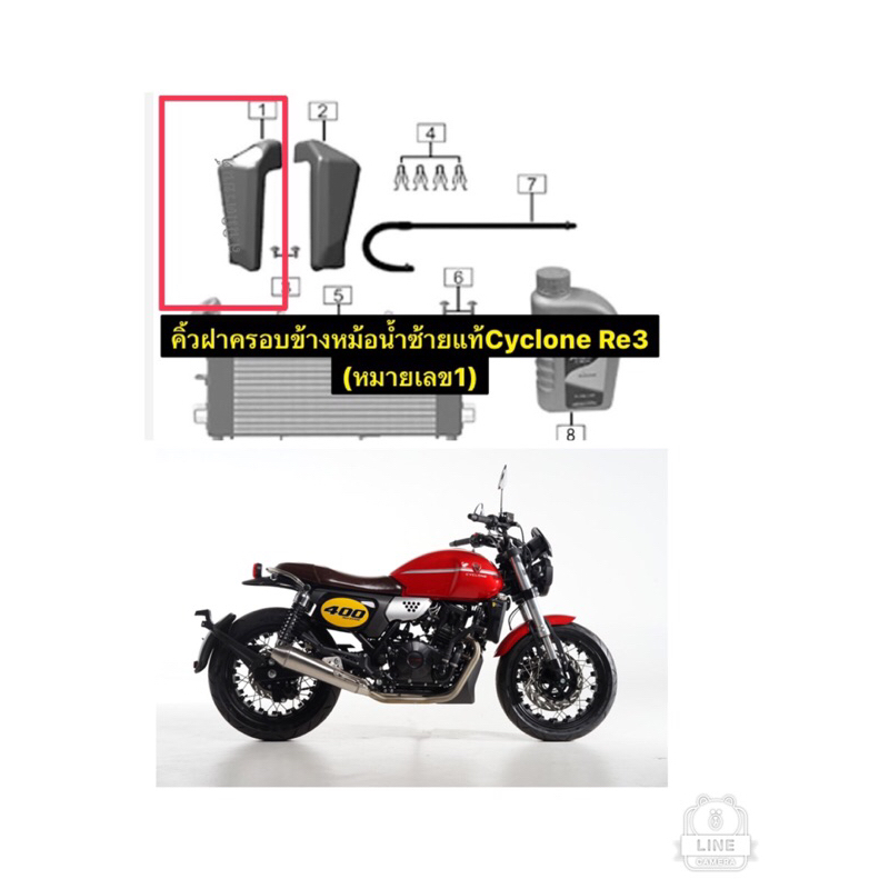 ฝาครอบหม้อน้ำซ้าย,ขวาแท้Cyclone Re3