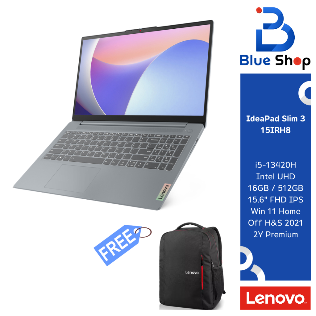 Lenovo IdeaPad Slim 3 15IRH8 โน้ตบุ๊คดีไซน์บางเบา พกพาสะดวก ทำงาน เรียน ครบในเครื่องเดียว 83EM009RTA
