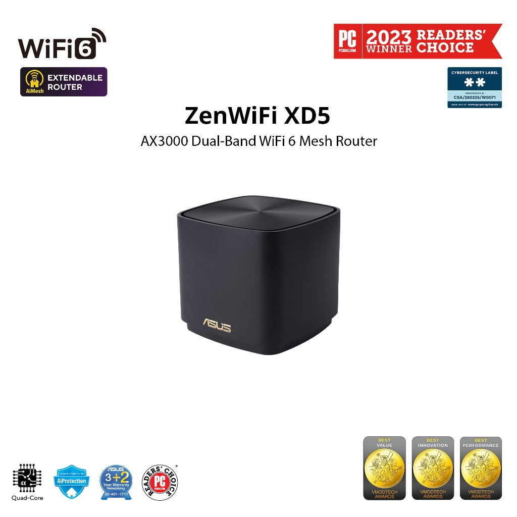 ASUS ZenWiFi XD5 AX3000 WiFi6 Whole Home Mesh System Router (1 pack)