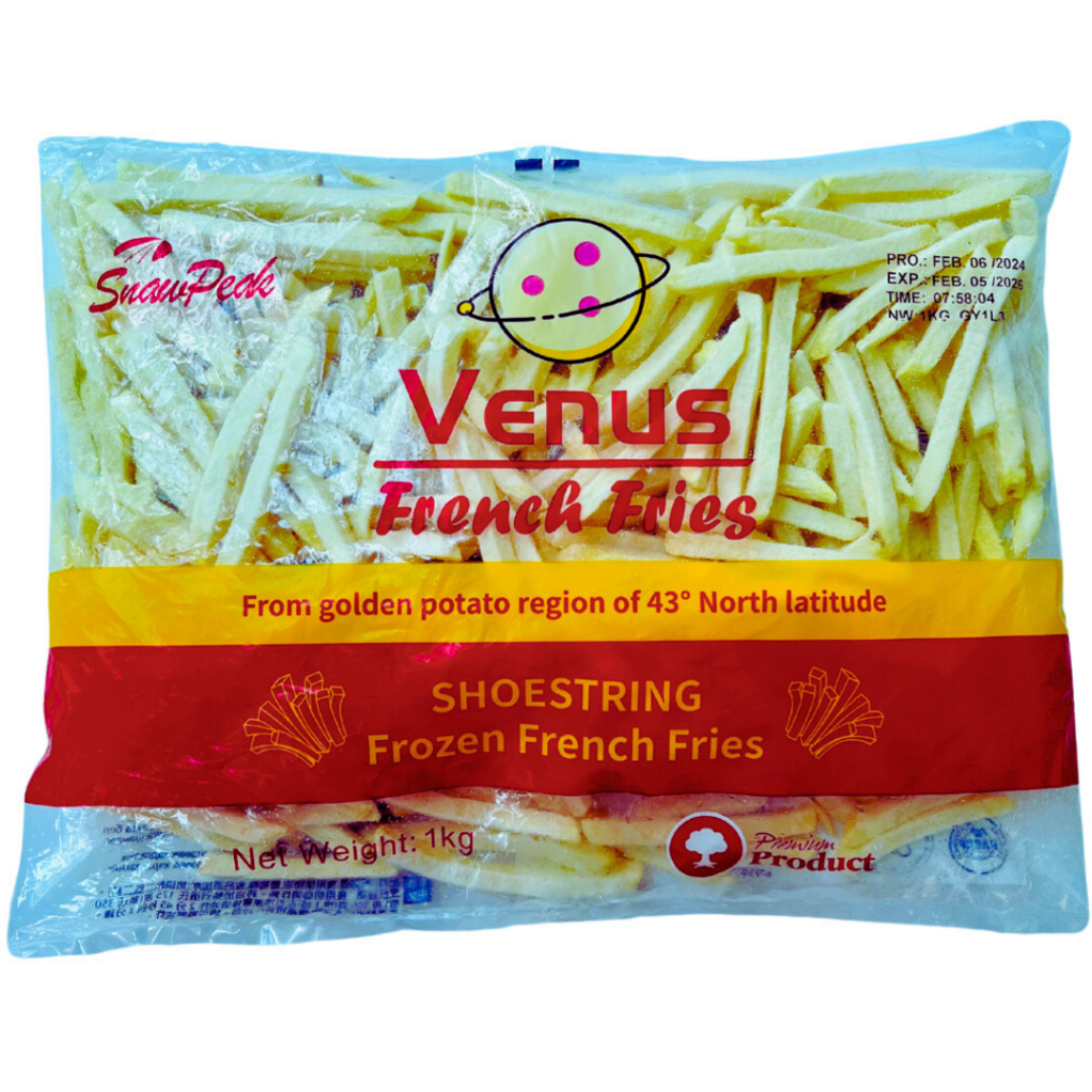 โค้ดส่งฟรี เฟรนฟรายส์วีนัส 1 kg <ทอดก่อนทาน> เส้นเล็ก ทอดง่าย กรอบไว เส้นสวย เฟรนฟรายแช่แข็ง อาหารแช่แข็ง มันฝรั่ง