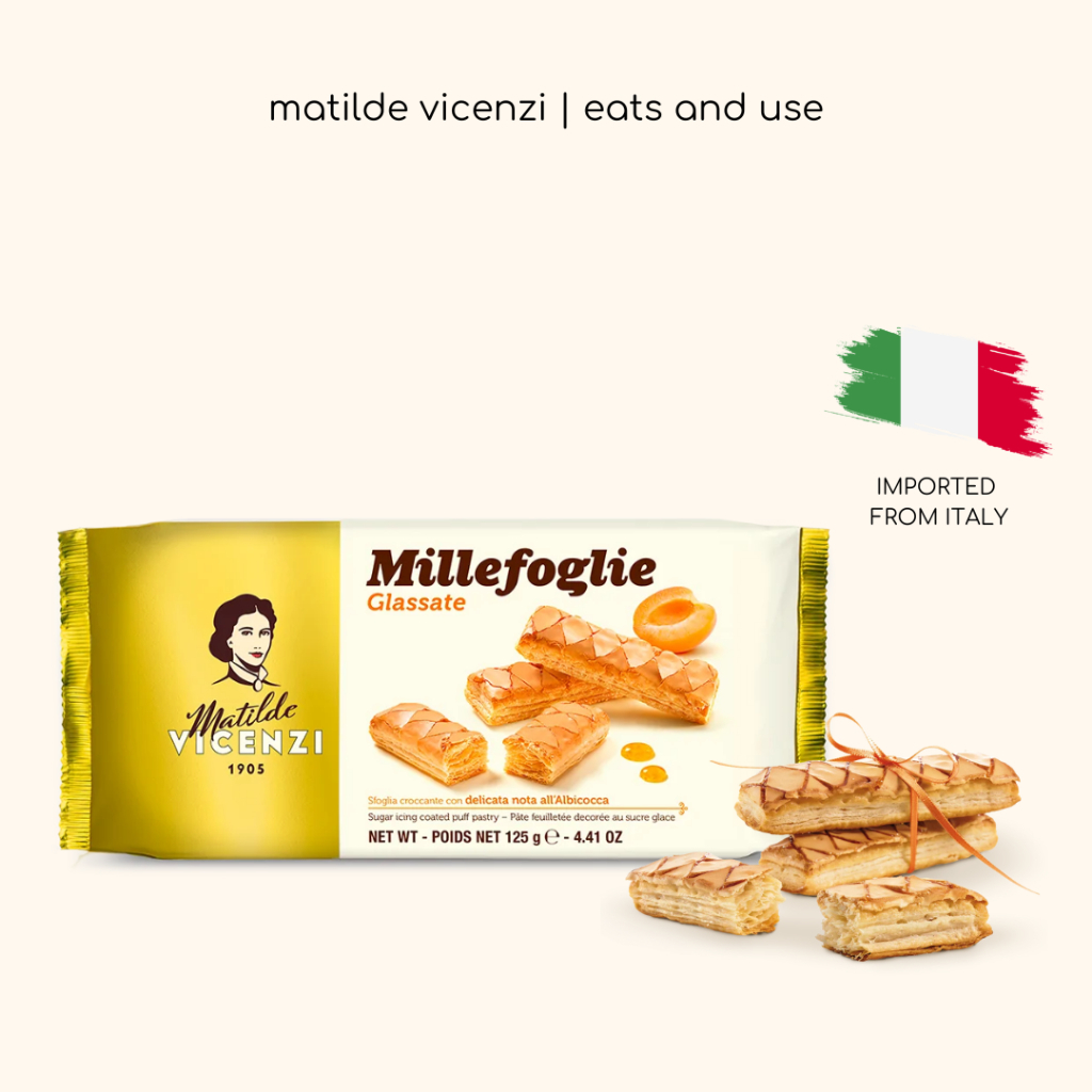 Matilde Vicenzi คุกกี้พัฟเพสสติ๊กเคลือบน้ำตาลไอซิ่งละเอียด 125กรัม สูตรดั้งเดิมจากอิตาลี