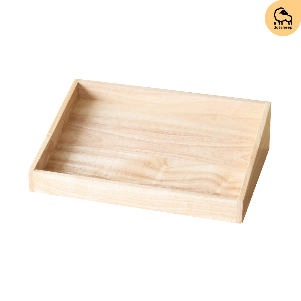 Dotsheep ถาดไม้​เอียง ถาดไม้วางของ​ ถาดเอียง กระบะไม้ใส่ขนม พร้อมเคลือบ Food Grade (726)  ​