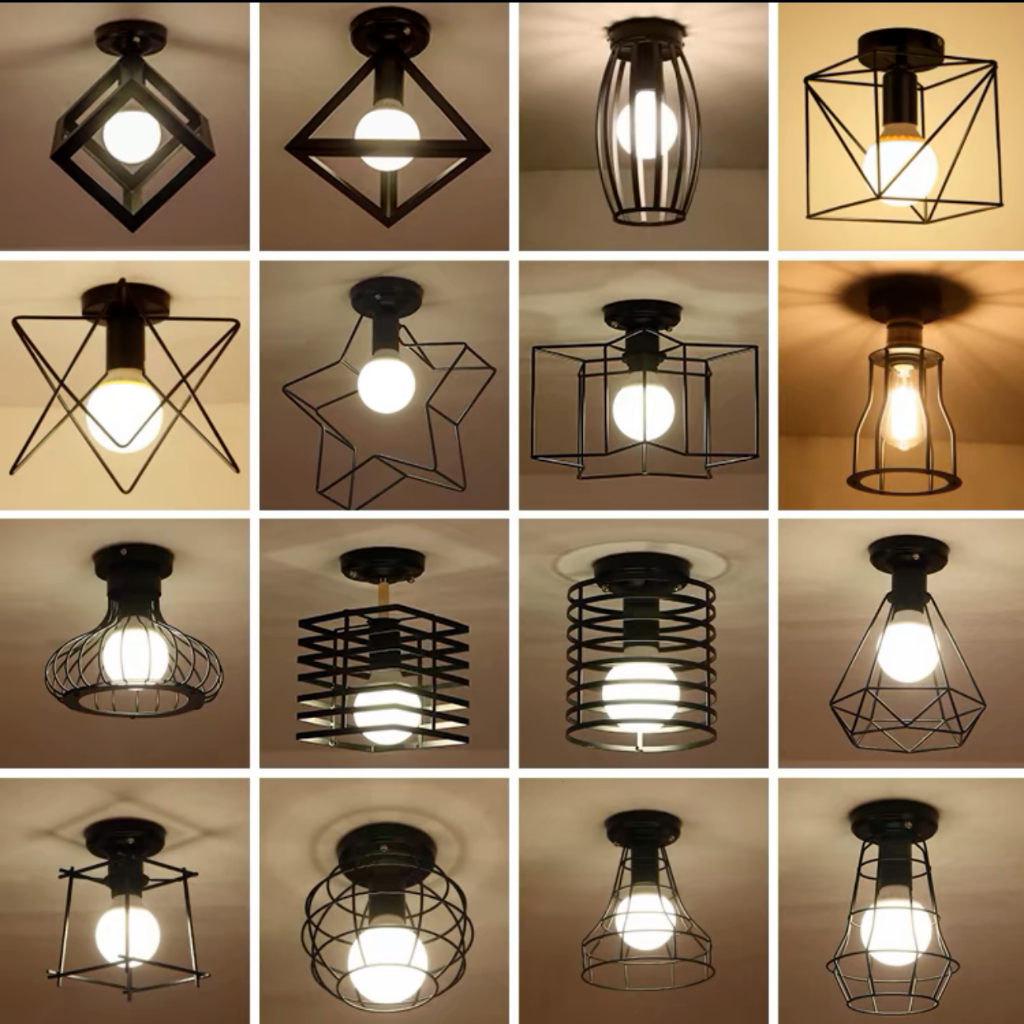 220V,E27.,LED Retro อุตสาหกรรมโคมไฟสไตล์ยุโรปชุดไฟเพดานโคมไฟระย้าโมเดิร์นเหล็กสีดำไฟตั้งโต๊ะ LED ดูด Wall Light