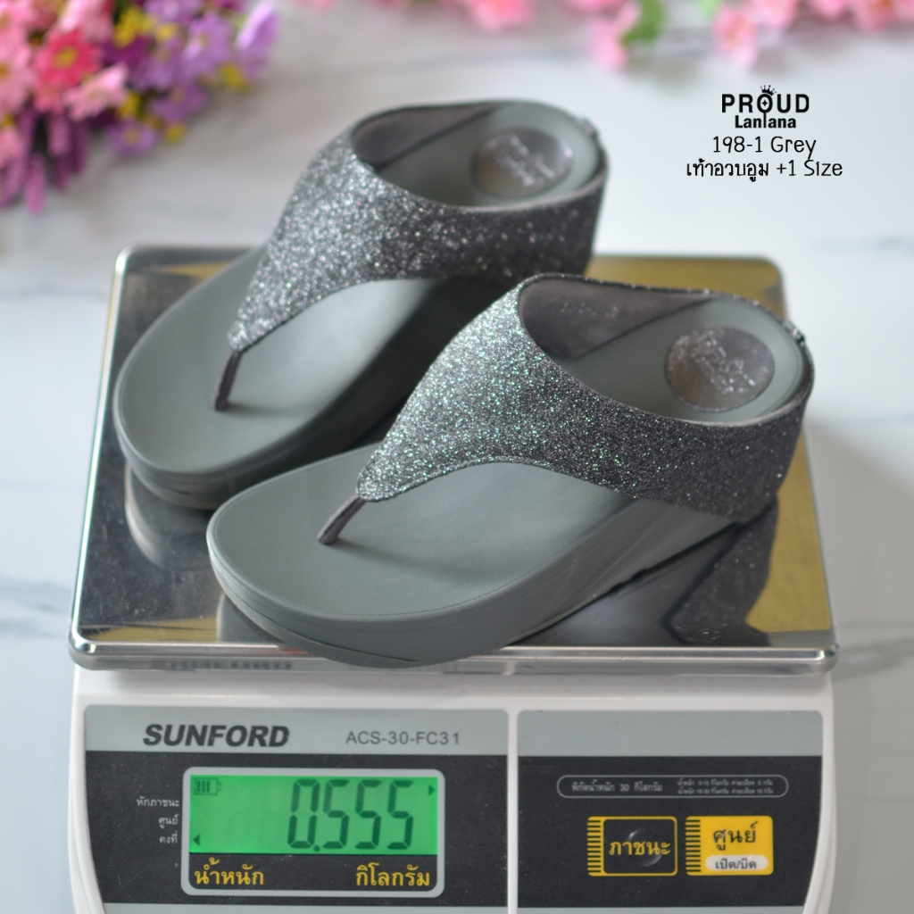 198-1 รองเท้าพื้นสุขภาพเสริมส้นสูง2.5นิ้ว คีบกลิตเตอร์สวยเรียบหรู ตอบโจทย์แก้รองช้ำ