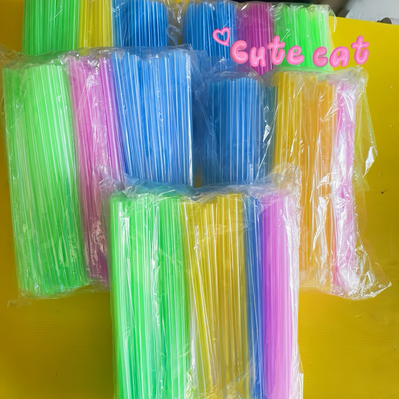 หลอดน้ำปั่นขนาดยาว หลอดเล็ก คละสี