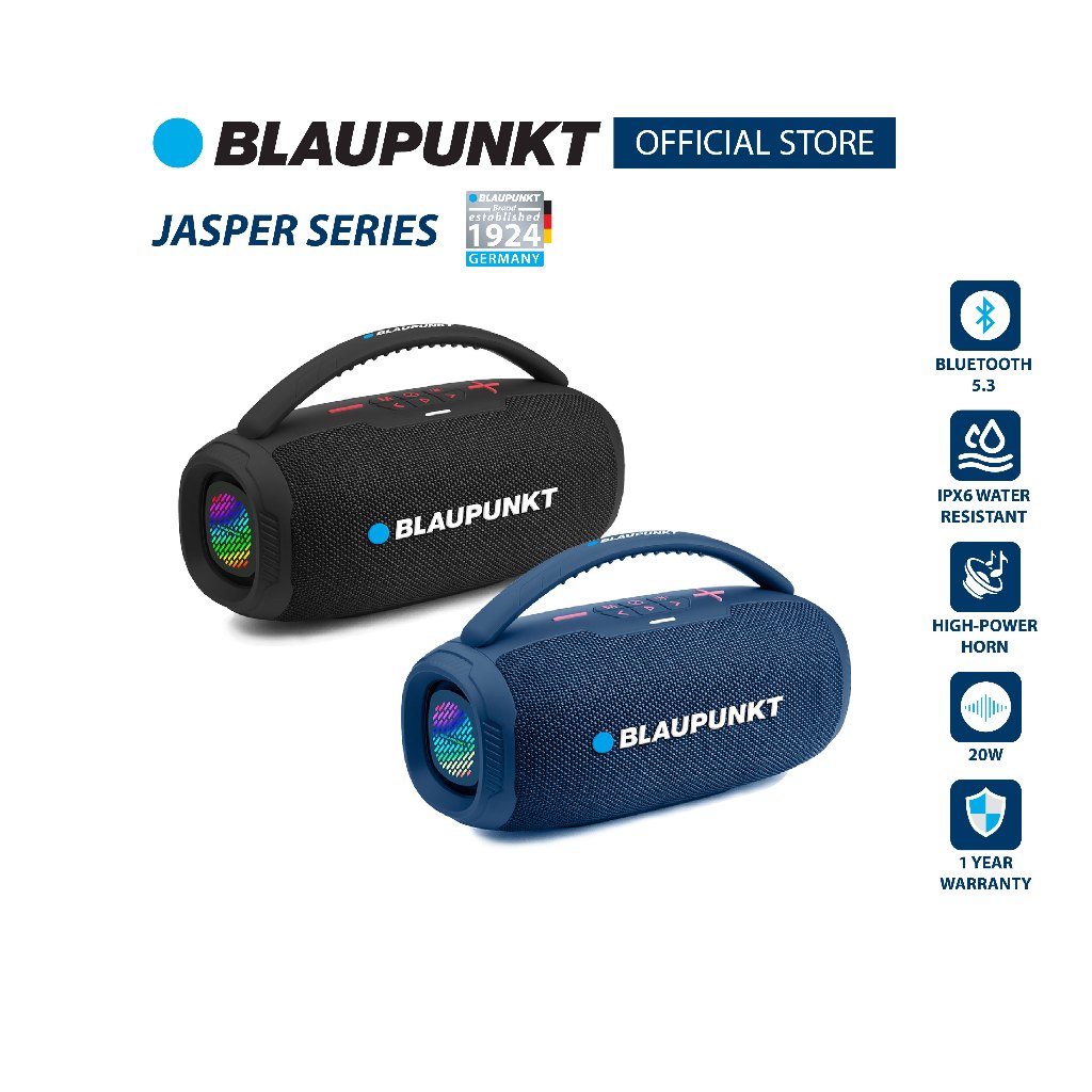 BLAUPUNKT ลำโพงบลูทูธพกพา 20 วัตต์ WIRELESS SPEAKER รุ่น JASPER SERIES แบตเตอรี่ 2400mAh กันน้ำ IPX6