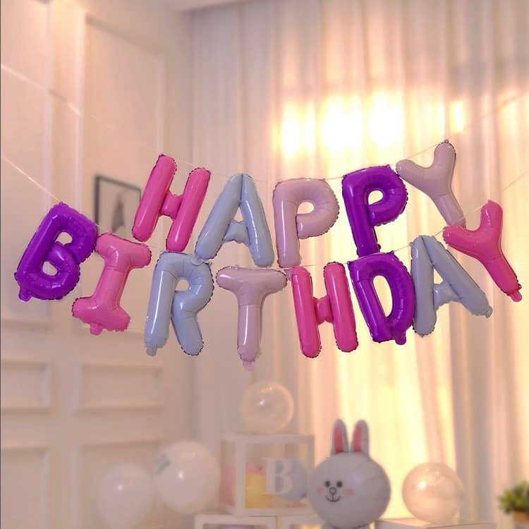 1-2วัน (ส่งไว ราคาส่ง) HB1812 HAPPY BIRTHDAY ลูกโป่งตัวอักษร 13ชิ้น ลูกโป่งฟอยล์ ขนาด16นิ้ว 18ตัวเลือกสี【TFM】