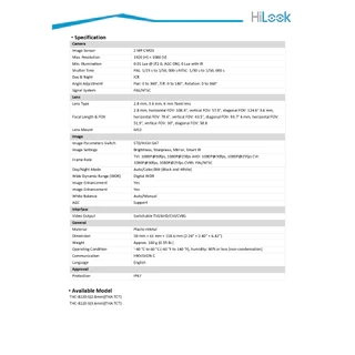 HiLook กล้องวงจรปิด HDTVI รุ่น THC-B120-PS CCTV 2MP 1080P มีไมค์ในตัว เลนส์ 2.8 / 3.6 BY APL IT