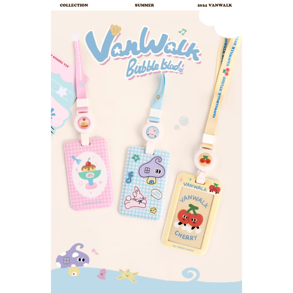 🔥พร้อมส่ง🔥 สายคล้องคอใส่บัตรพนักงาน ป้ายห้อยบัตร Bubble Island Card holder จากแบรนด์ VANWALK ของแท้ 💯