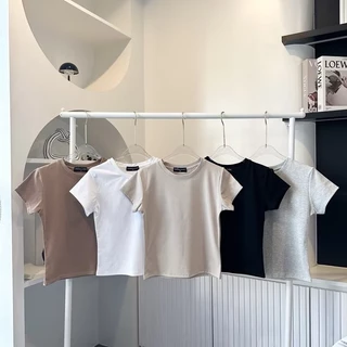 BS TSHIRT. เสื้อยืดคอกลม เบสิคผ้ายูนิทรงสลิมฟิต🔥พร้อมส่ง