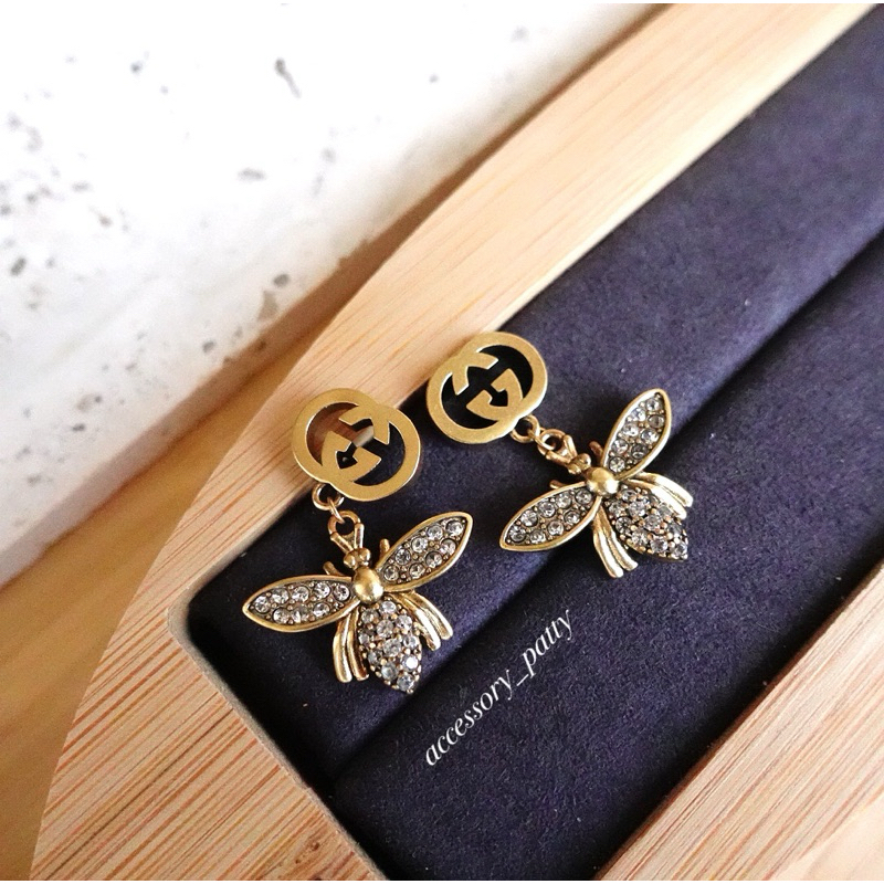 ✨ต่างหูก้านเงิน รุ่นG16 งานสวยเป๊ะ ตัวเรือนสีแอนทีคฝังเพชรสวยงานละเอียดค่ะ งานสวยเป๊ะสุดค่ะ✨