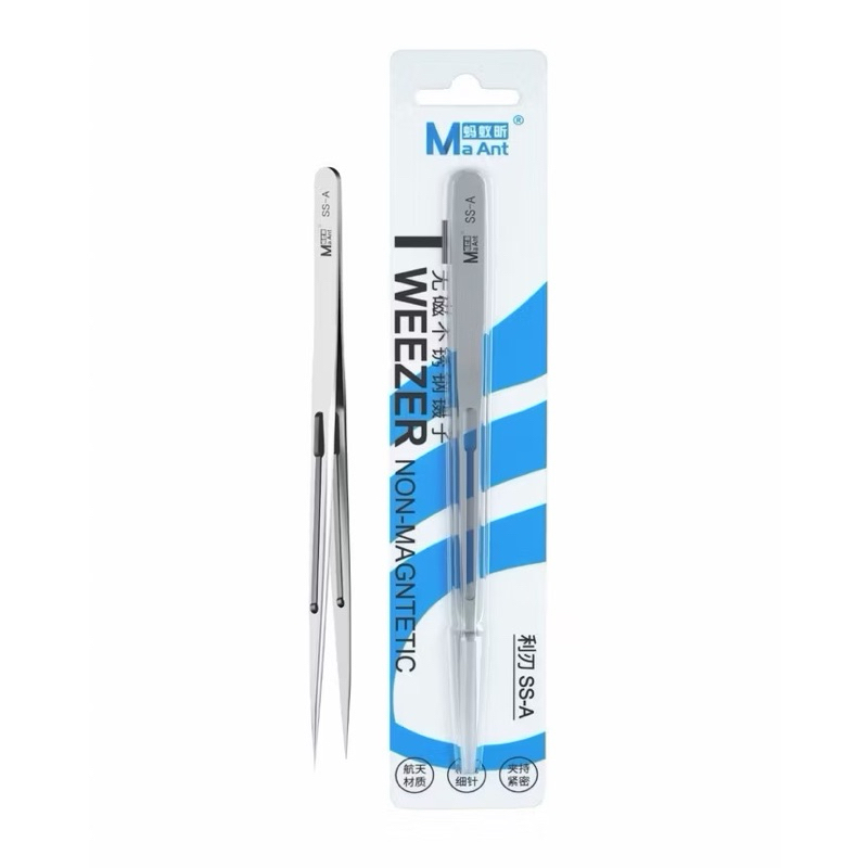 Maant SS-A SS-A SS-A1แหนบโครเมี่ยมขัดเงา บาง แม่นยํา ไม่ใช้แม่เหล็ก เมนบอร์ดโทรศัพท์ BGA IC ไมโคร แหนบซ่อมบัดกรี