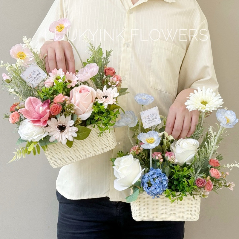 ตะกร้าดอกไม้ กล่องดอกไม้ made to order ดอกไม้ประดิษฐ์ Luukyink Flowers