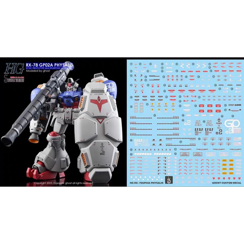 ดีคอลน้ำ DECAL [GHOST] HG RX-78 GP02A PHYSALIS สะท้อนแสงแบล็คไลด์