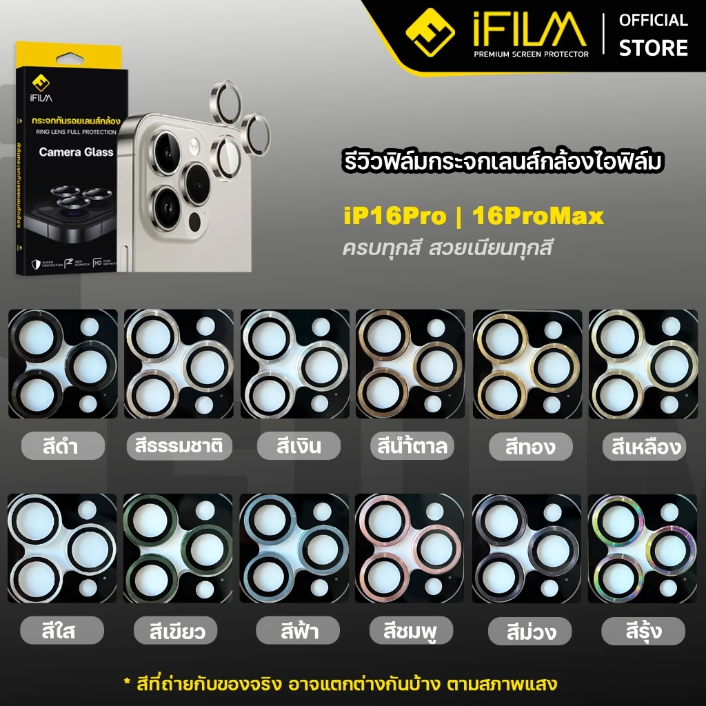 iFilm ฟิล์มกระจกกันรอยเลนส์กล้อง iPhone 16 Pro Max / 15 Pro Max ไทเทเนียม thumbnail 8
