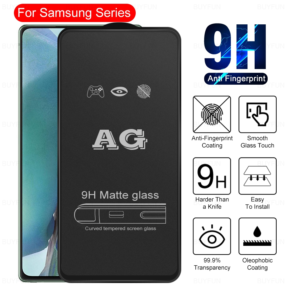 3 pcs AG กระจกนิรภัยฝ้า เหมาะ For Samsung S23 S22 Ultra S21 FE A53 A54 S23 Plus A32 A72 A52 S20 FE A05S A07 A15 A55