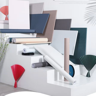 โมเดิร์นผ้าลินินวอลล์เปเปอร์ไวนิลวอลล์เปเปอร์ Self Adhesive Wall ตู้เฟอร์นิเจอร์ตกแต่งบ้าน