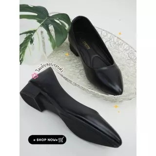 KT2225 รองเท้าคัชชู ไม่เย็บขอบ ส้นก้อนสูง 1 นิ้ว