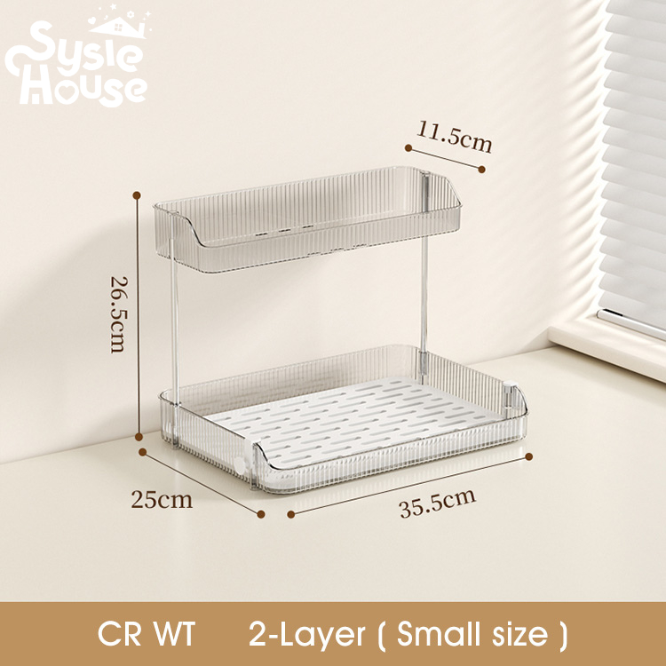 Sysie House ชั้นวางของ ที่วางแก้ว ที่เก็บเครื่องสำอาง และชั้นวางอเนกประสงค์ 2 ชั้น / 3 ชั้น พร้อมถาดระบายน้ำ [JW8662] - รูปที่ 3