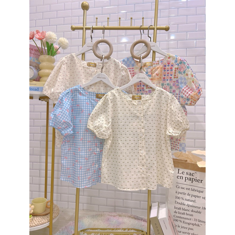 เสื้อลายดอกทรงแขนตุ๊กตาน่ารักๆ( ST 29)