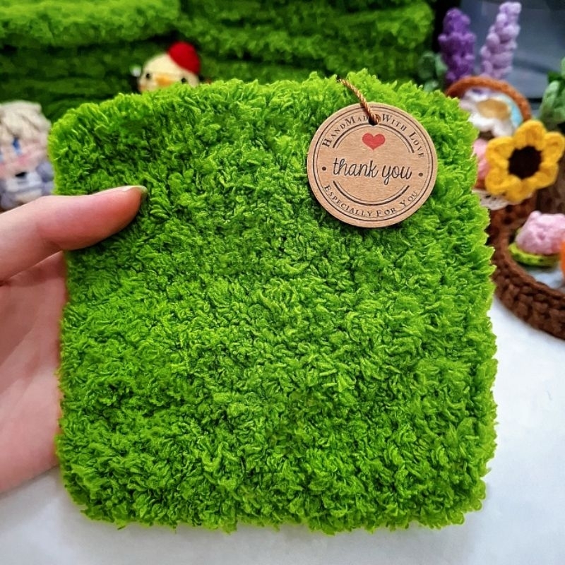 Grass Coaster ที่รองแก้วไหมพรม สนามหญ้าถัก พรมรองโมเดล