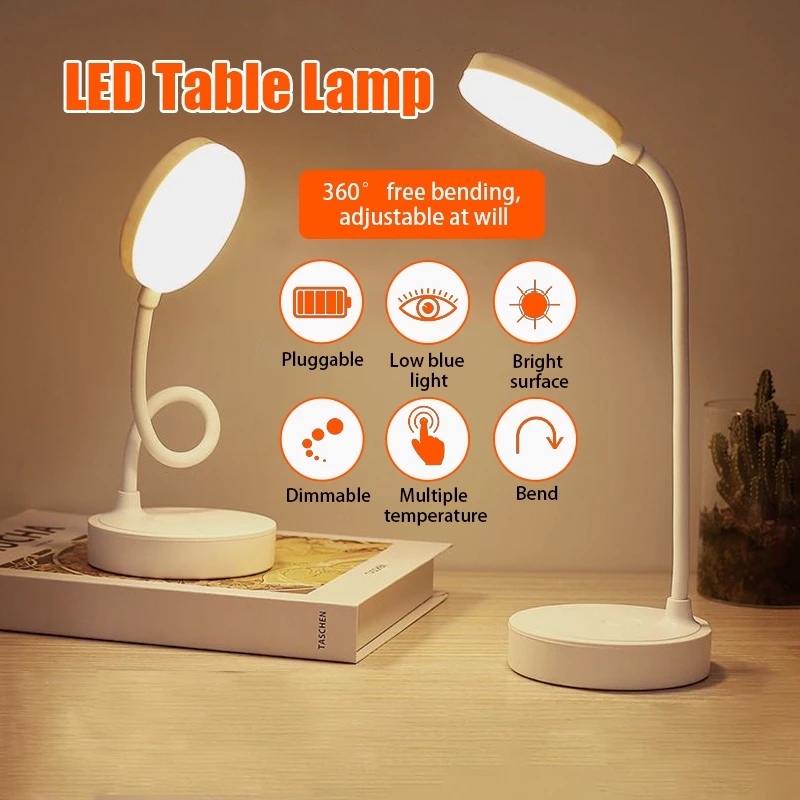 โคมไฟตั้งโต๊ะ โคมไฟหัวเตียง led อ่านหนังสือ แสงได้3สี พับเก็บได้