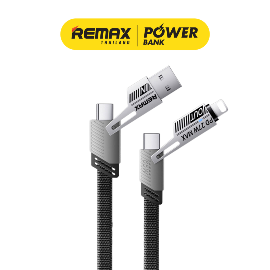 Remax Cable 2 in 2 รุ่น RC-C189 สายชาร์จ 65W Type-C / USB / L ชาร์จเร็ว มีประกันศูนย์ไทย