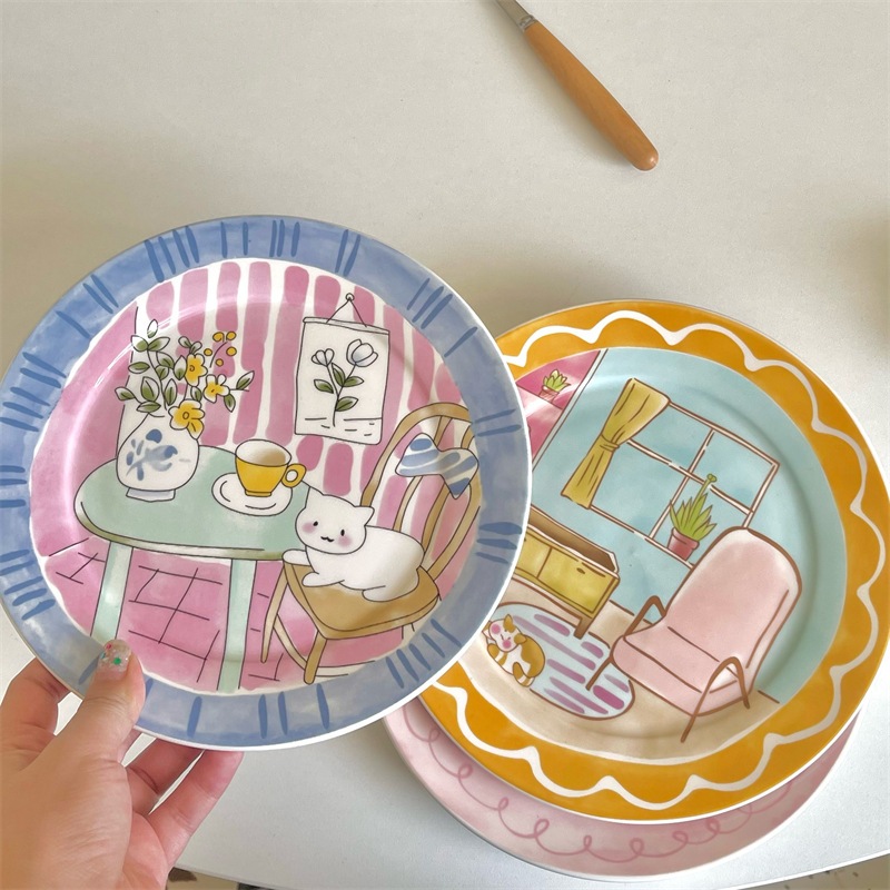 [พร้อมส่ง]   Korean cartoon ceramic plate จานเซรามิค จานน่ารัก ราคา ถูกที่สุด ดีลบีเคเค แกลเลอรีภาพที่ 2