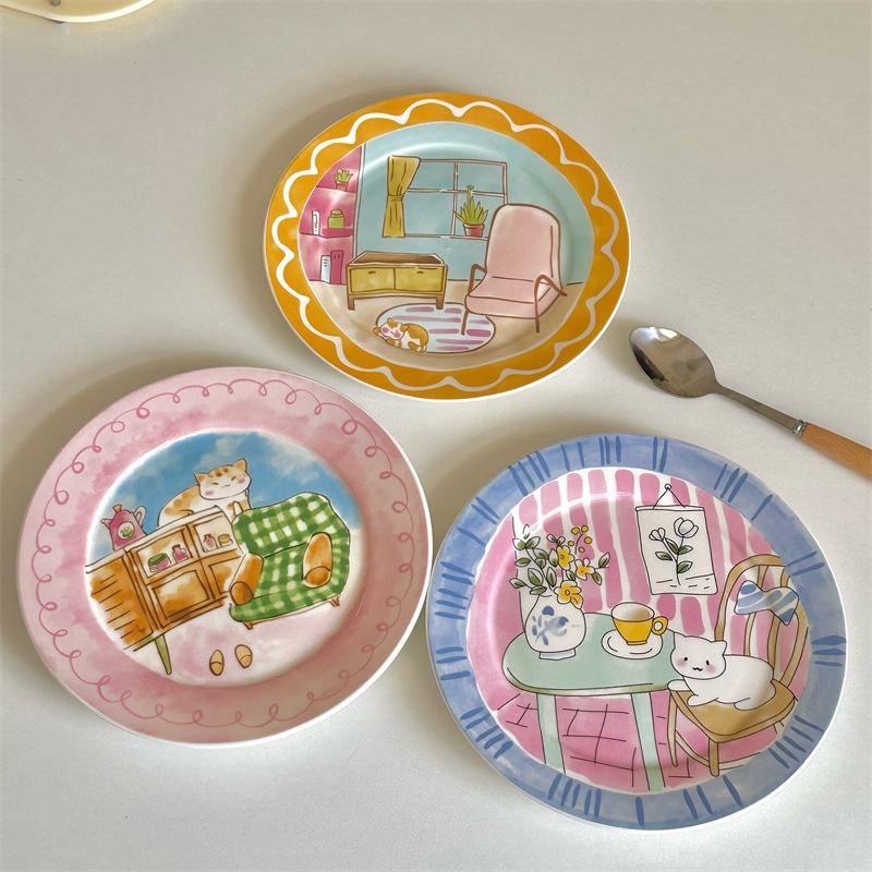 [พร้อมส่ง]   Korean cartoon ceramic plate จานเซรามิค จานน่ารัก ราคา ถูกที่สุด ดีลบีเคเค แกลเลอรีภาพที่ 4