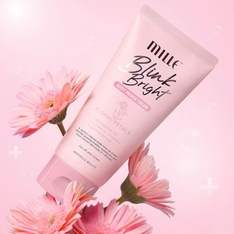 มิลเล่ Mille Blink Bright Body Primer Cream ไพรเมอร์ทาผิวขาว สำหรับผิวกาย 150g