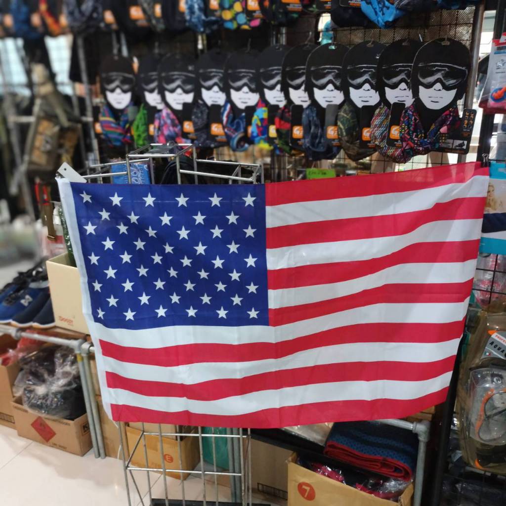 ๊USA UNITED STATE OF AMERICA อเมริกา สหรัฐอเมริกา International ธง ธงผืน ธงนานาชาติ งานผ้า Tec40store ไรท์สาระกับครูแว่น