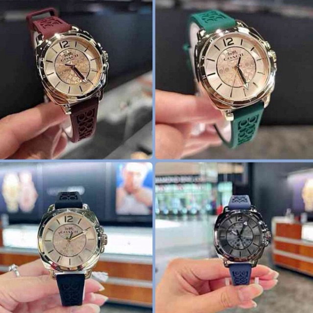 ^-^ส่วนลดXtra แฟชั่น 30%+ส่วนลดร้านค้า 5%: พร้อมส่ง แท้ 100% Watch New C0ACH Ladies Boyfriend นาฬิกา สายซิลิโคน