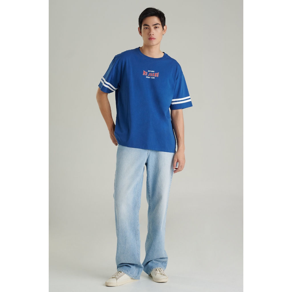 Mc jeans เสื้อยืดแขนสั้นผู้ชาย ทรงโอเวอร์ไซส์ สีน้ำเงิน MTTZ828