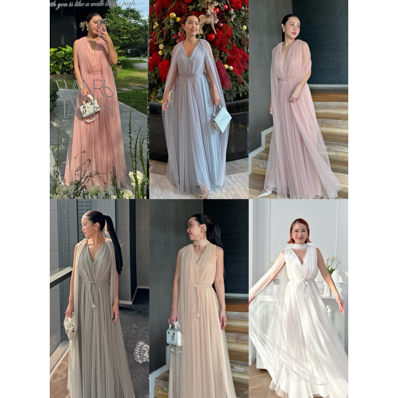 Peaceeveninggown : Camellia dress พร้อมส่ง เดรสไปงานแต่ง ชุดไปงานแต่ง เดรสไปงาน ชุดเพื่อนเจ้าสาว ชุด