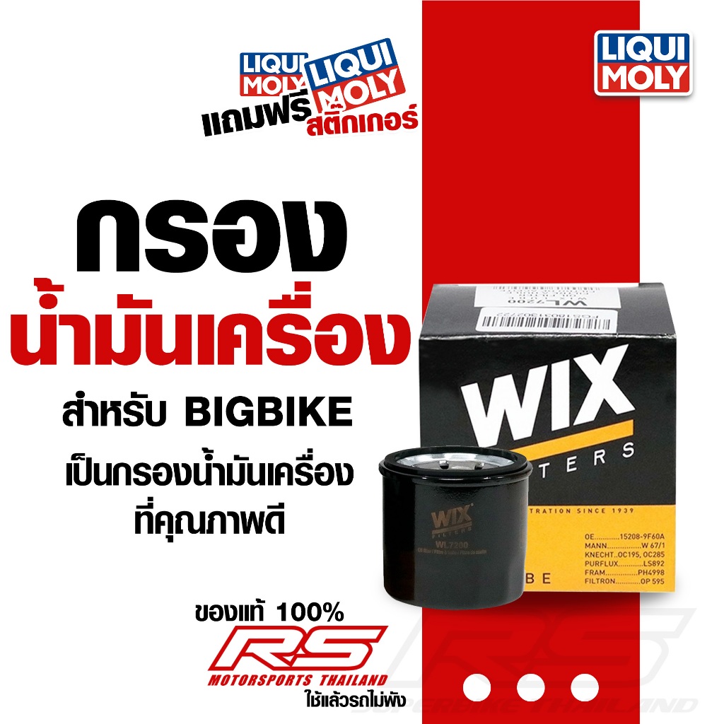 กรองน้ำมันเครื่อง สำหรับ BigBike - WIX - Honda,Yamaha,Kawasaki,Triumph,Benelli
