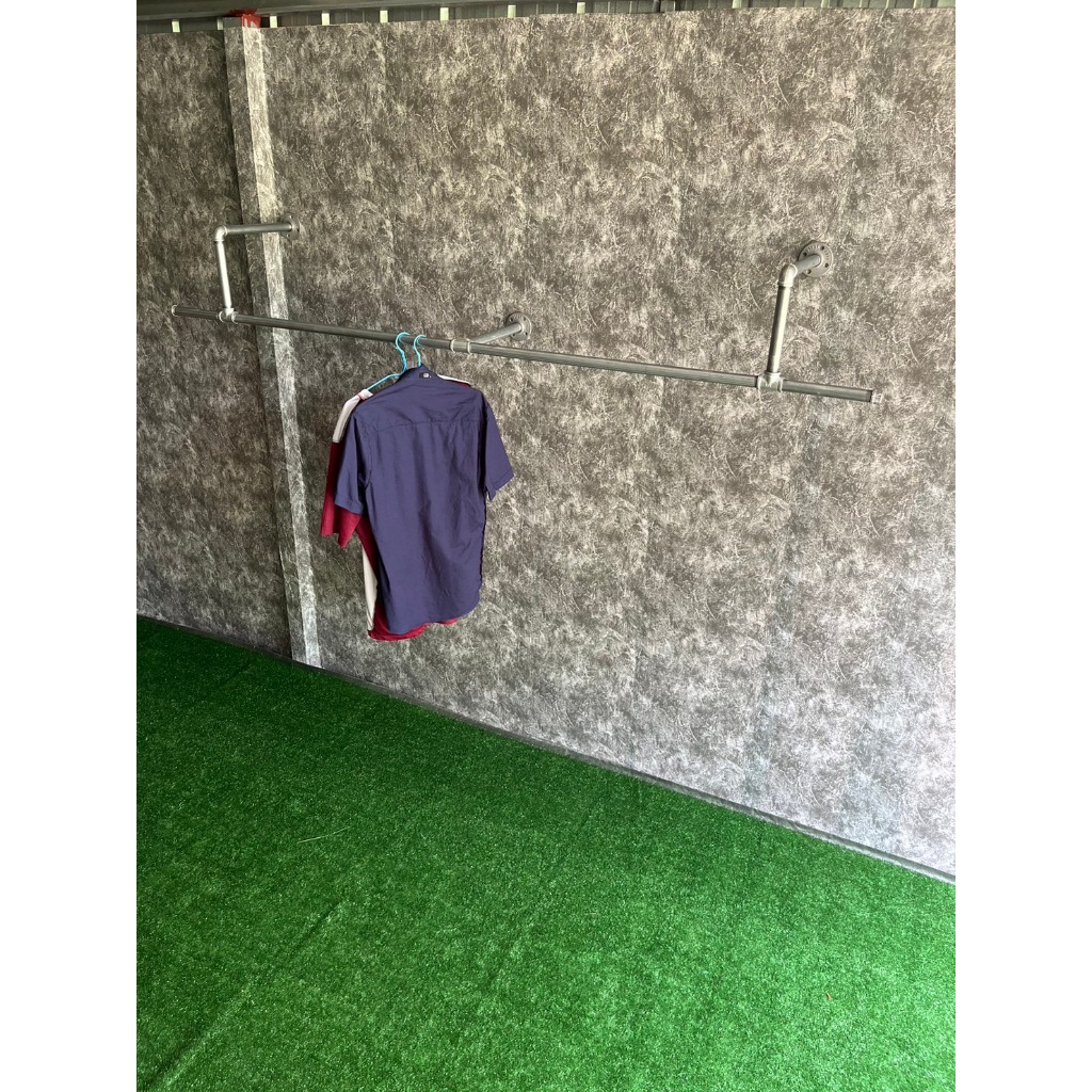 ราวแขวนผ้าติดผนังรุ่นตัว U 3 ขา มีขนาดยาว 1.89 เมตร , 2.39 เมตร , 2.89 เมตร , 3.39 เมตร ทำด้วยท่อเหล็ก 6 หุน(3/4 นิ้ว) - รูปที่ 5