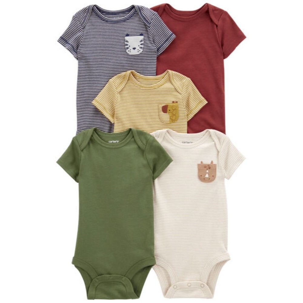 CARTER 5PK BODYSUIT NAVY STRIPE OLIV L13 คาร์เตอร์ชุดเซ็ทบอดี้สูท สีน้ำเงิน ลายมะกอก