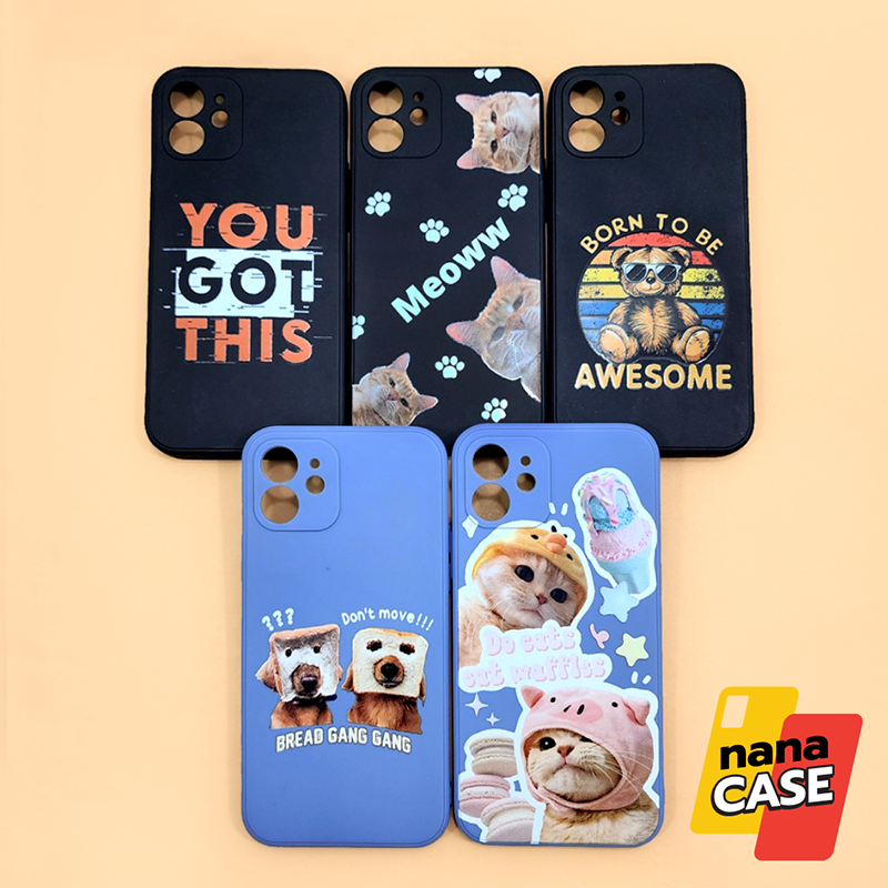 เคสนิ่มสีพาสเทล ไอโฟน XR i11 i12 i14 i14+ TPU กันเลนส์กล้อง พิมพ์ลายการ์ตูน