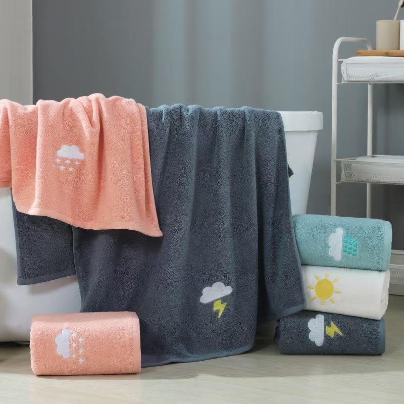 My home ผืนเล็ก ผืนใหญ่   ผ้าขนหนู ผ้าเช็ดตัว เช็ดผม คอตตอน Cotton100% เข้าเซ็ต