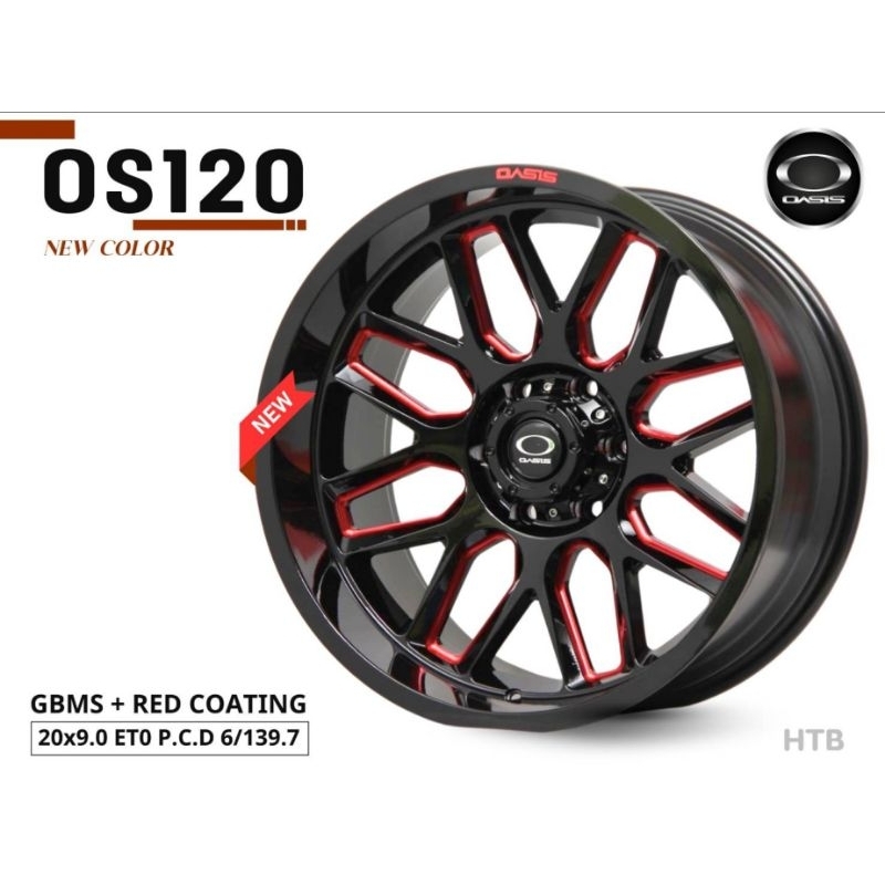 ล้อแม็กOASIS OS120 ขอบ20 6รู139.7 กว้าง9นิ้วoffset 0 สีดำด้านยี่ห้อ Oasis  ล้อแม็กสไตล์ออฟโรด(ราคารว