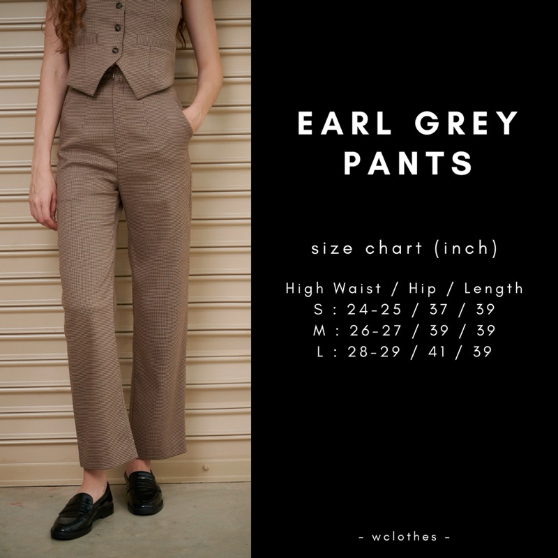 Earl Grey Pants กางเกงขายาว เอวสูง ขากระบอกตรง ผ้าชิโนริสีน้ำตาล ใส่สบาย