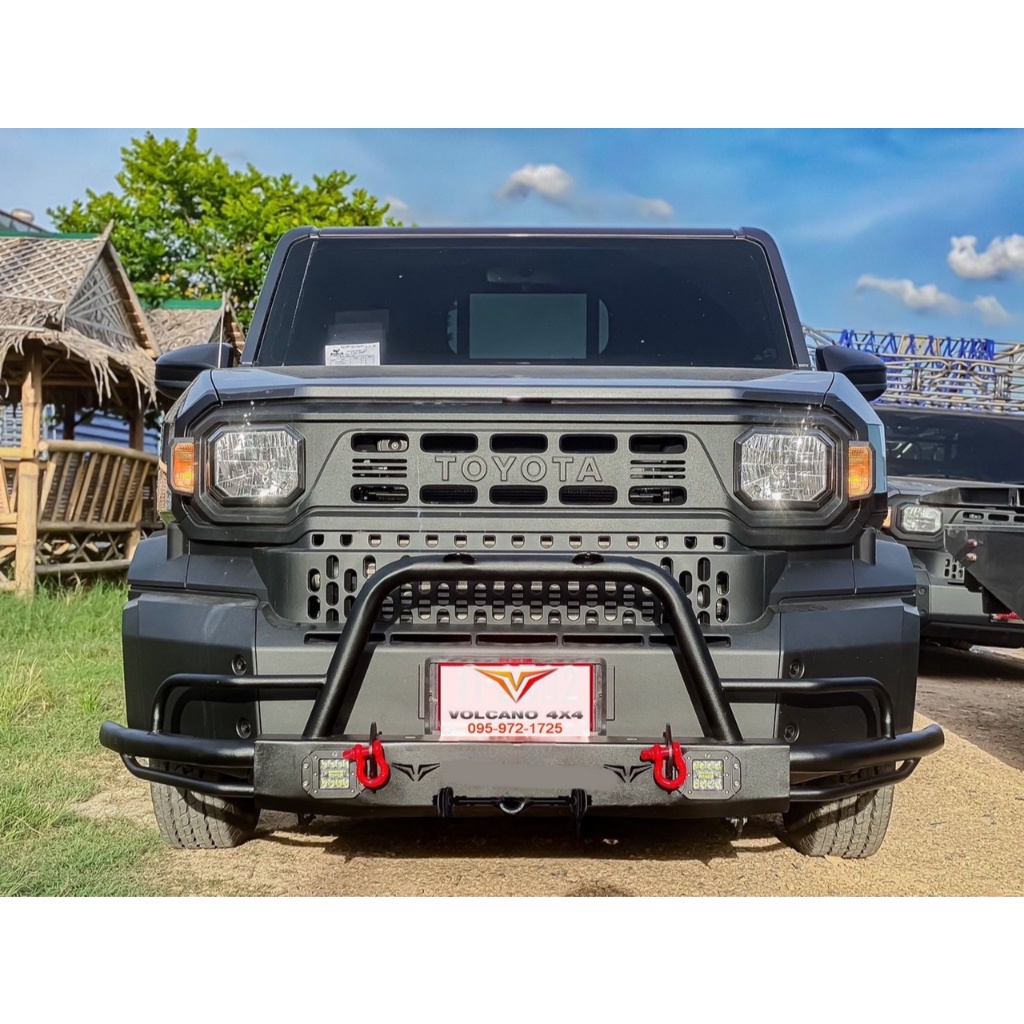 กันชนหน้าออฟโรด toyota hilux champ F62 volcano เหล็กหนา 3 มิล กันชนหน้าแบบเสริม hilux champ fron 4x4 bumper guard