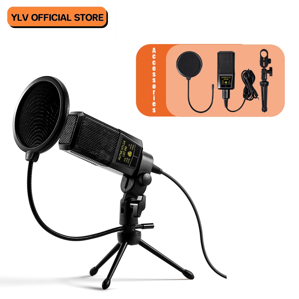 ประกัน 1 ปี YLV ไมค์อัดเสียง ไมค์โครโฟน Condenser Microphone พร้อม ขาตั้งไมค์โครโฟน ไมโครโฟน ชุดบันทึกเสียงไมโครโฟน